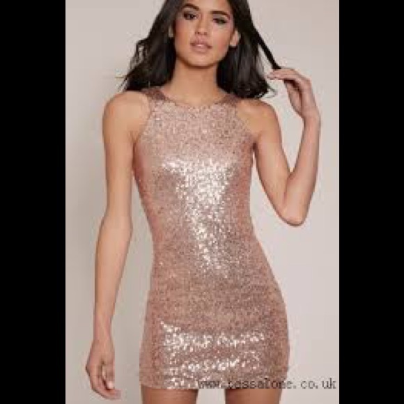 💝Rose Gold Sequined Bodycon Dress - Picture 3 of 10